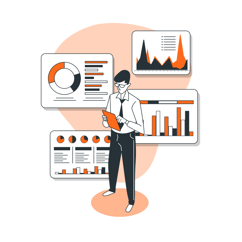Man analysing data