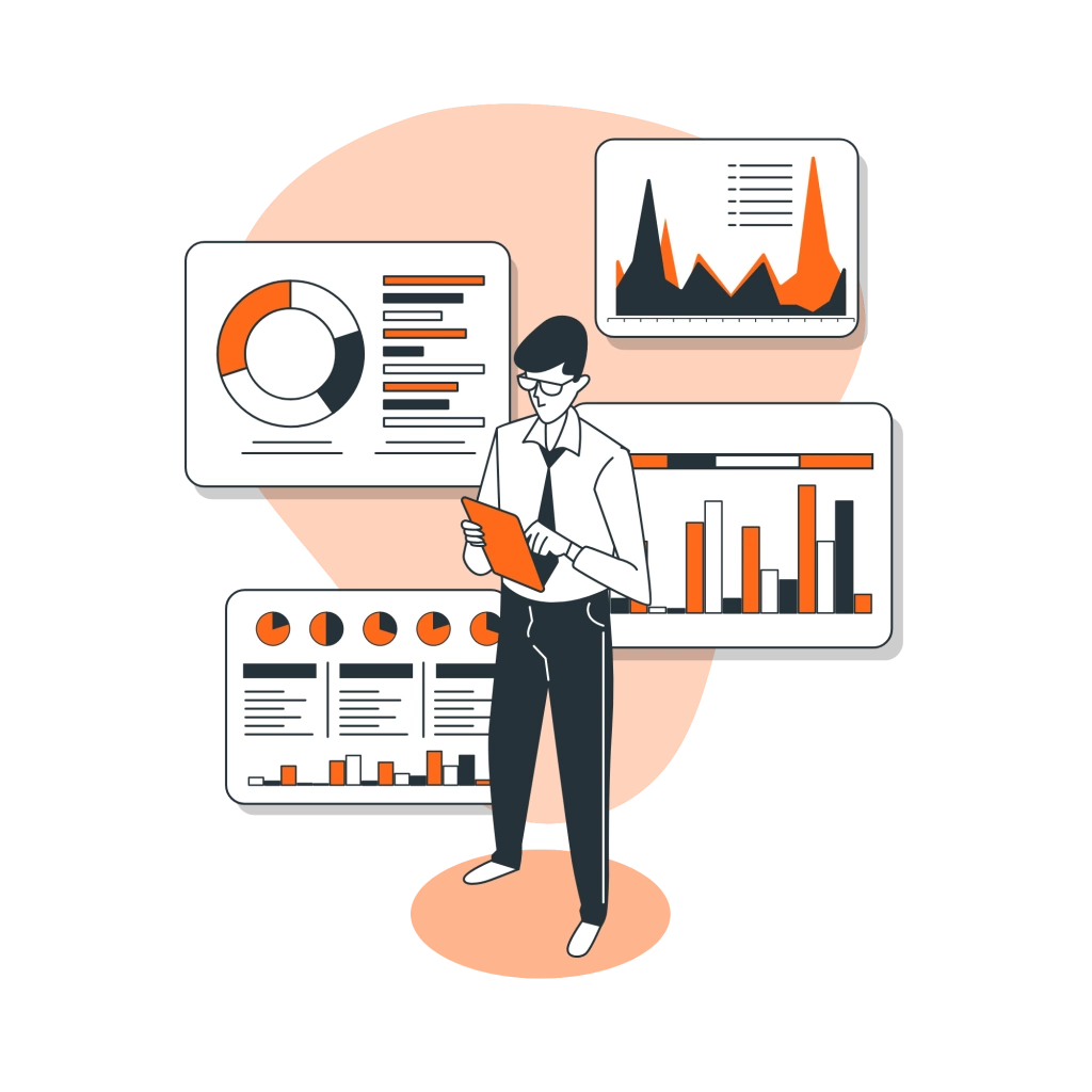 Man analysing data